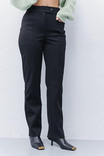 Базові штани з щільного трикотажу, Чорний, S