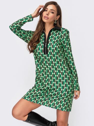 Плаття-сорочка з принтом, Зелений, S