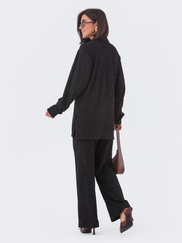 Костюм-двійка з сорочкою та широкими штанами, Чорний, XL