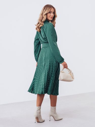 Сукня-кльош із принтом та плісированою спідницею, Зелений, S