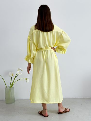 Сукня-сорочка з розкльошеною спідницею, Жовтий, S-L