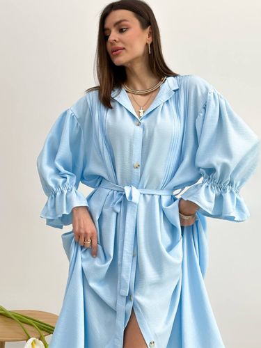 Сукня-сорочка з розкльошеною спідницею, Блакитний, S-L
