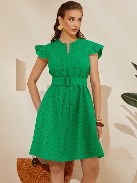 Коротка сукня з прошви, Зелений, S