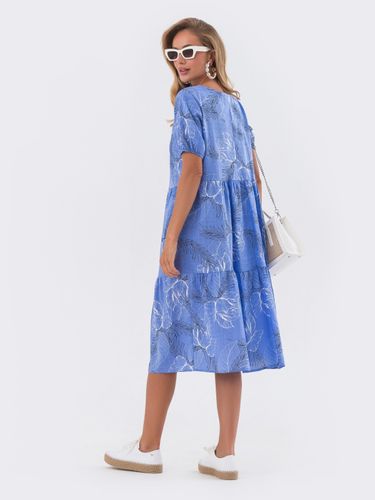Льняна сукня в стилі оверсайз, Блакитний, M-L