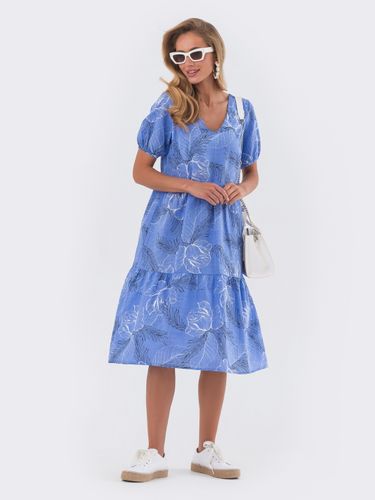 Льняна сукня в стилі оверсайз, Блакитний, M-L