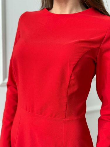 Класична сукня-олівець на блискавці з розрізом, Червоний, XL