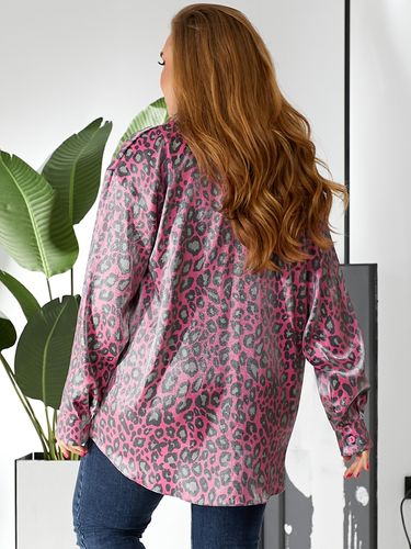 Подовжена сорочка з леопардовим принтом, Рожевий, M-L