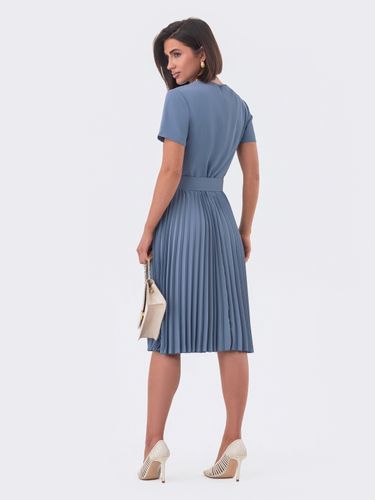 Елегантна сукня-кльош з гофрованою спідницею, Синій, S