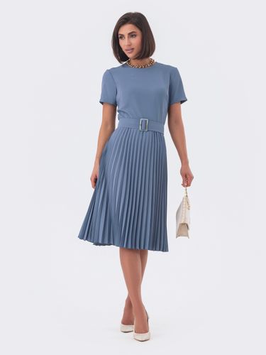 Елегантна сукня-кльош з гофрованою спідницею, Синій, S