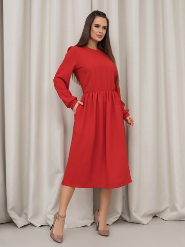 Класичне плаття з довгими рукавами, Червоний, S