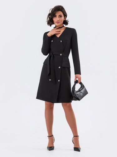 Класична сукня-піджак з кишенями-обманками, Чорний, 2XL