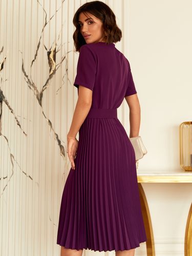 Елегантна сукня-кльош з гофрованою спідницею, Фіолетовий, S