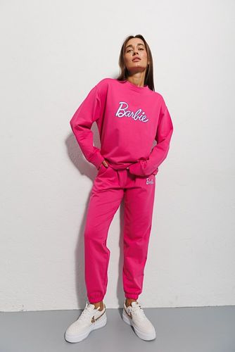 Спортивний костюм "Barbie" зі світшотом та джогерами, Малиновий, L-XL