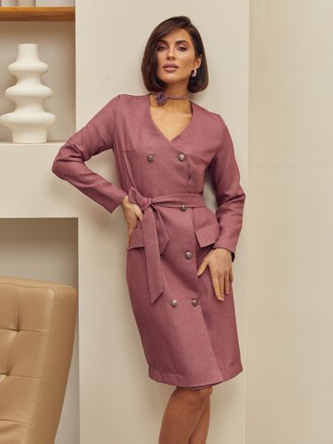 Класична сукня-піджак з кишенями-обманками, Рожевий, XL
