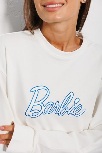 Спортивний костюм "Barbie" зі світшотом та джогерами, Молочний, L-XL