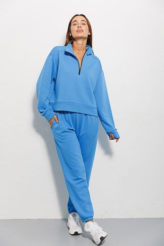 Стильний спортивний костюм з джогерів та світшота, Синій, S-M