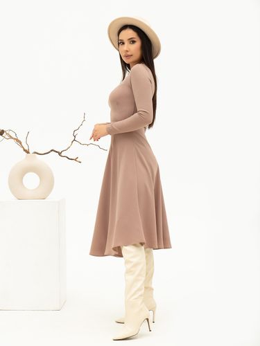 Класична сукня з розкльошеним низом, Бежевий, XL