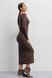 Сукня-футляр міді з довгими рукавами-реглан, Коричневий, S