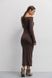 Сукня-футляр міді з довгими рукавами-реглан, Коричневий, S
