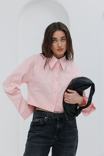 Укорочена сорочка з фігурними швами, Рожевий, S-M