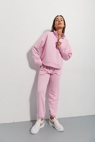Стильний спортивний костюм з джогерів та світшота, Рожевий, L-XL