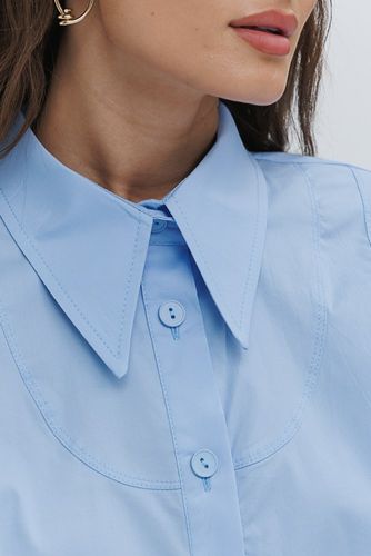 Укорочена сорочка з фігурними швами, Блакитний, S-M