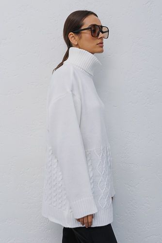 В'язаний светр оversize з візерунками, Білий, One Size