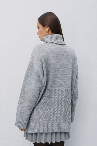 В'язаний светр оversize з візерунками, Сірий, One Size