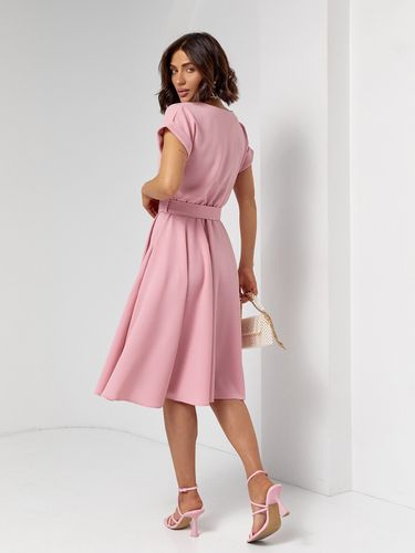 Однотонна сукня міді довжини, Рожевий, S