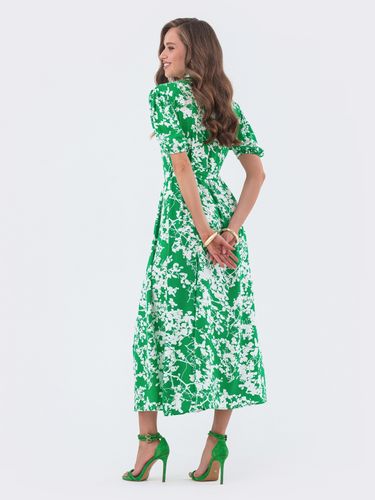 Сукня-сорочка з принтом та відкладним коміром, Зелений, S