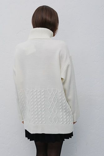 В'язаний светр оversize з візерунками, Молочний, One Size