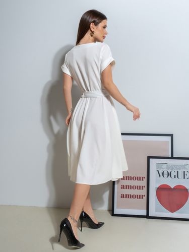 Однотонна сукня міді довжини, Білий, S