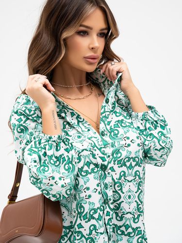 Сукня-сорочка з орнаментом, Зелений, S
