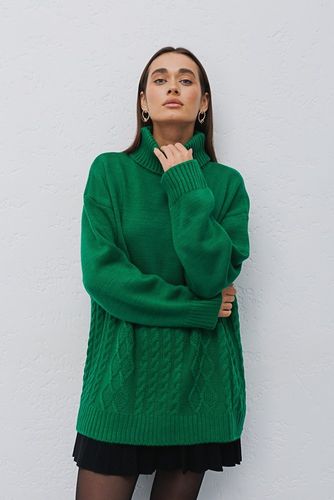 В'язаний светр оversize з візерунками, Зелений, One Size
