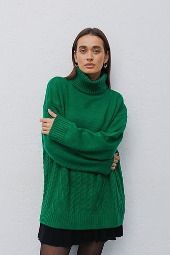 В'язаний светр оversize з візерунками, Зелений, One Size