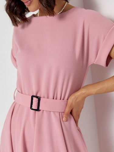 Однотонна сукня міді довжини, Рожевий, L