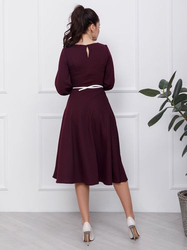 Класична сукня з об'ємними рукавами, Фіолетовий, S