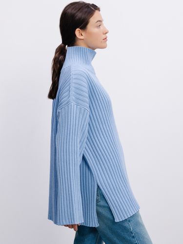 Светр дрібної в'язки у стилі oversize, Блакитний, XS-S