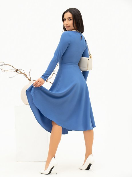 Класична сукня з розкльошеним низом, Блакитний, L