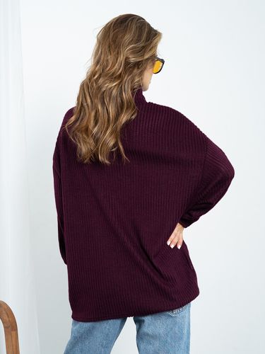 Довгий светр оверсайз із високим горлом, Фіолетовий, L