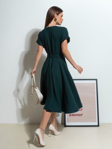 Однотонна сукня міді довжини, Зелений, L