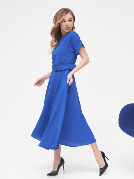 Класична сукня з розкльошеним низом, Синій, S