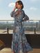Шифонова сукня-кльош з фігурним вирізом горловини, Бірюзовий, М
