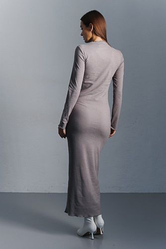 Елегантна довга сукня-футляр, Сірий, S-M