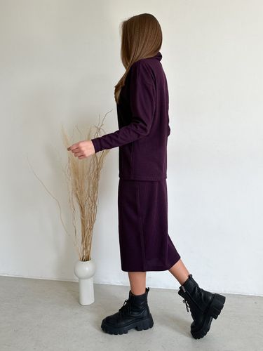 Фактурний костюм зі спідниці і толстовки, Фіолетовий, S