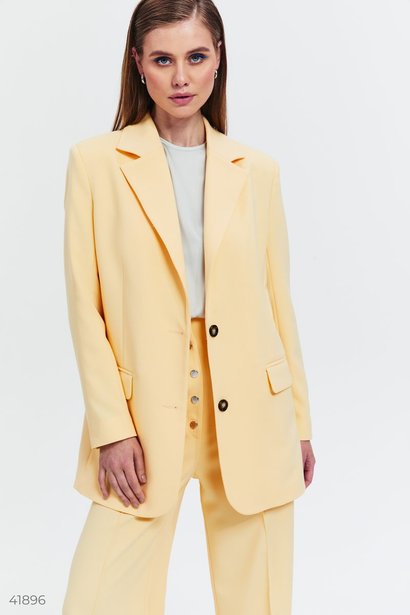 Однобортний піджак з костюмної тканини, Жовтий, XS