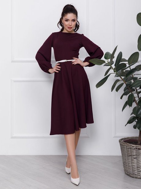 Класична сукня з об'ємними рукавами, Фіолетовий, XL