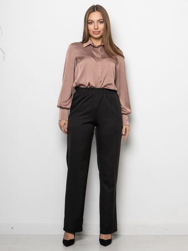 Елегантна блуза вільного крою з шовку "Армані", Коричневий, XL