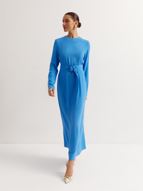 Елегантна сукня з розрізом ззаду, Синій, S