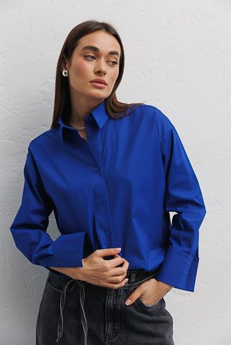 Сорочка oversize з кокеткою на спині, Синій, One Size